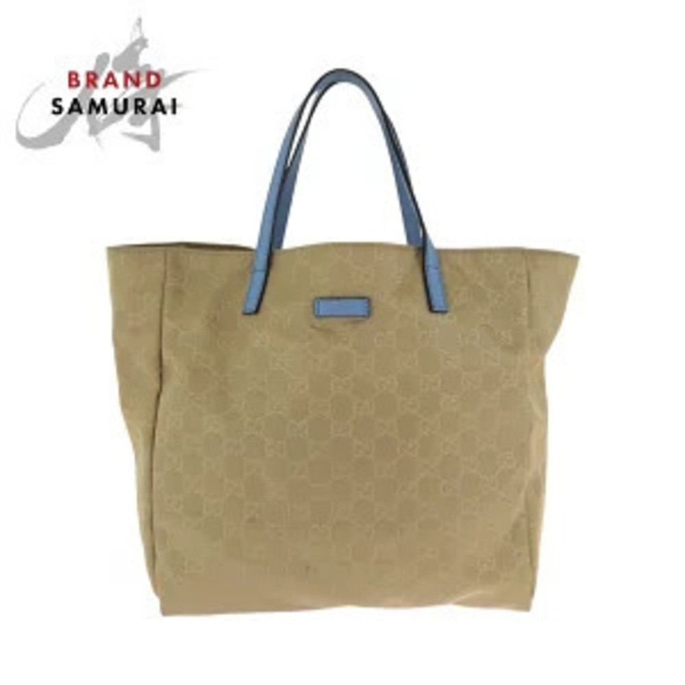 Gucci shoulder bag tote beige brown blue leather